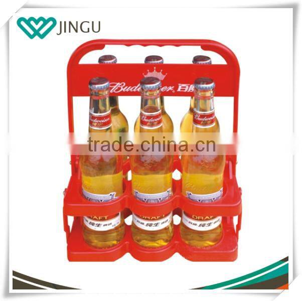 2-tier Promotional Plastic Beer Bottle Rack Mineral Water Stand Soda Cans Display Plastic Beverage Display Stand