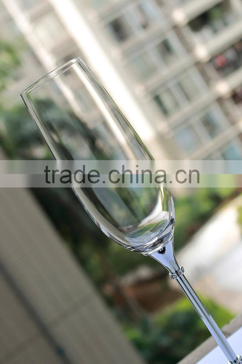 2015 new design lead free clear crystal 250ml champagne glasses set