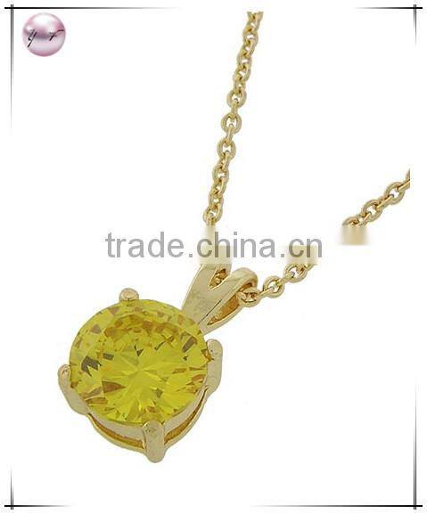 Gold Tone Lt. Green Cubic ZirconiaPendant Necklace