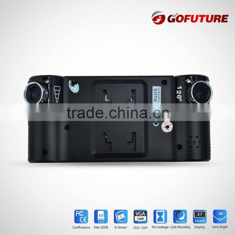Full 1080p hd G-sensor GPS dual camera rear camera x3000 2.0"colorful screen car camera motion sensor