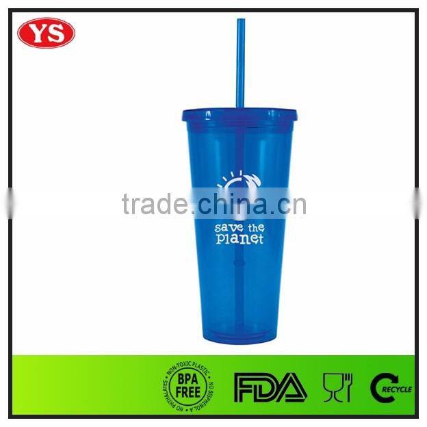 bpa free insulated double wall 24oz colored acrylic tumbler with straw