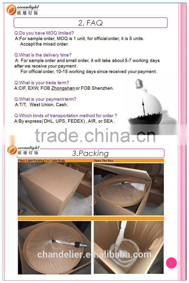 2014 hot sale crystal fiber optic lighting for Restaurant decoration