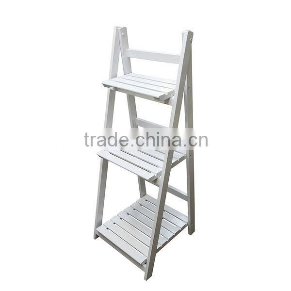 Wooden White Garden 3 Tier Shelf Plant Pot Rack Stand