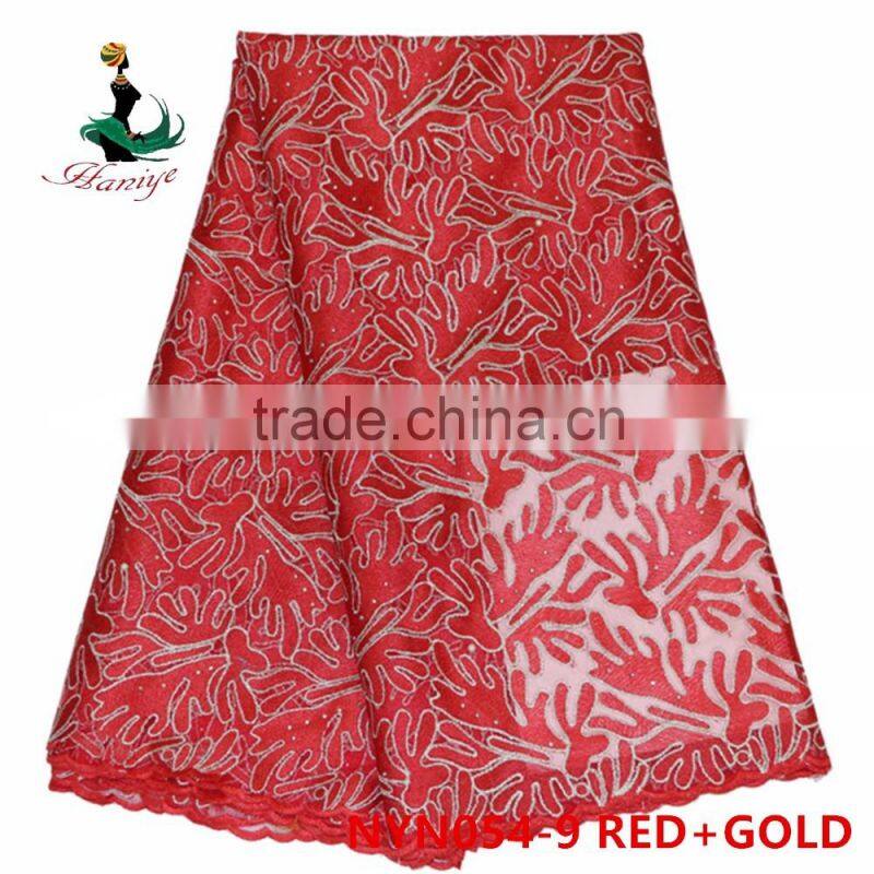 2016 Haniye Wholesale cheap African tulle lace fabrics for wedding dress/NYN54
