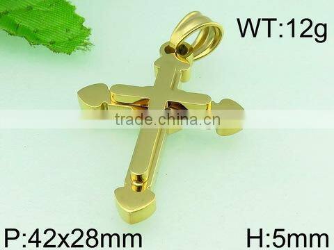 Custom stainless steel western unique gold cross pendant