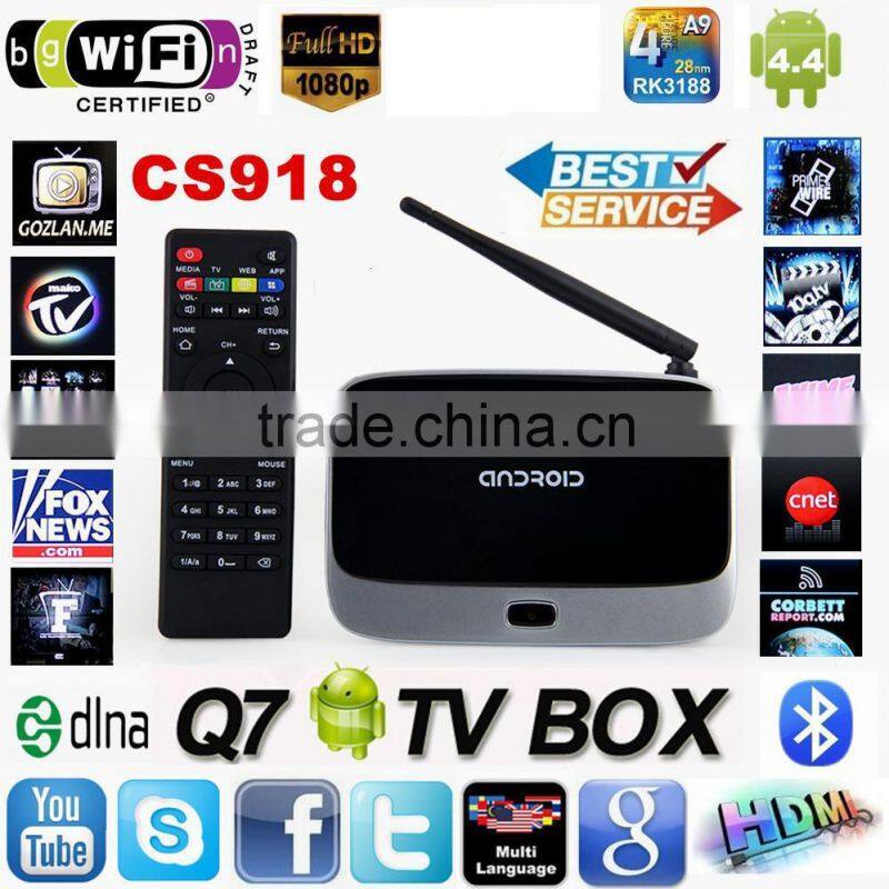 Fully Loaded CS918 android 4.4.2 2G+8G RK3188 Quad core Android tv box cs918