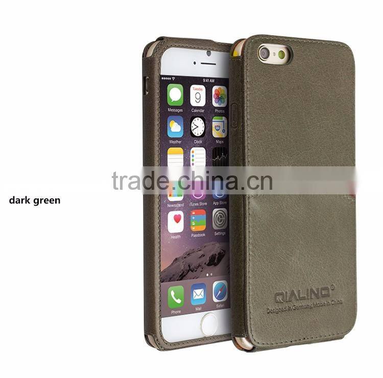 QIALINO Dropshipping Q Card Case, Full Grain Genuine For iPhone 6s Plus Leather Case