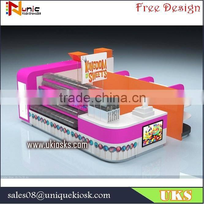 2016 Christmas mall candy kiosk, cotton candy kiosk design, candy store furniture for sale