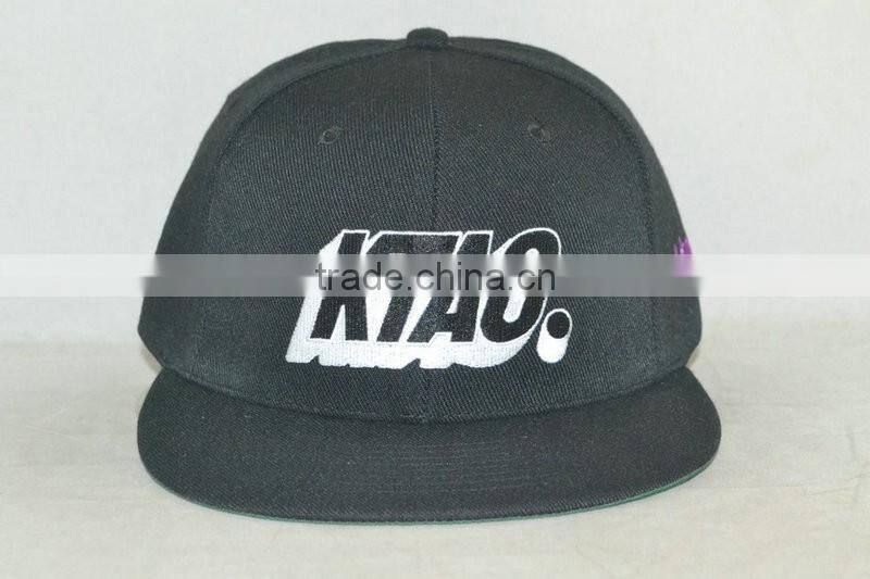 Professional custom 6 panel black 100% acrylic front logo embroidery 58 cm size