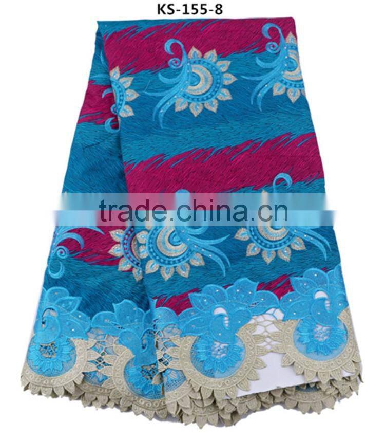 Soft cotton hollandaise wax guipure tulle lace wax lace fabric with stones