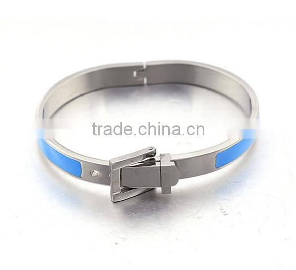 Fashion Women Enamel Spring Bracelet Fine Jewelry Stainless Steel Belt Sivler Cuff Bangle