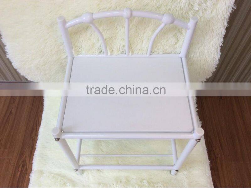 New White Finish Metal Night Stand Accent Table with 2 Shelves