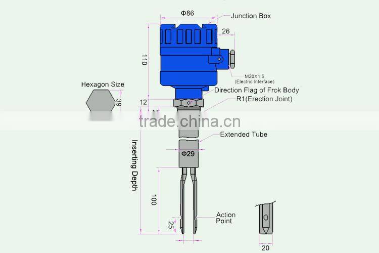 2015 new Vibrating Fork Type Level Switch(316L Extend Type)