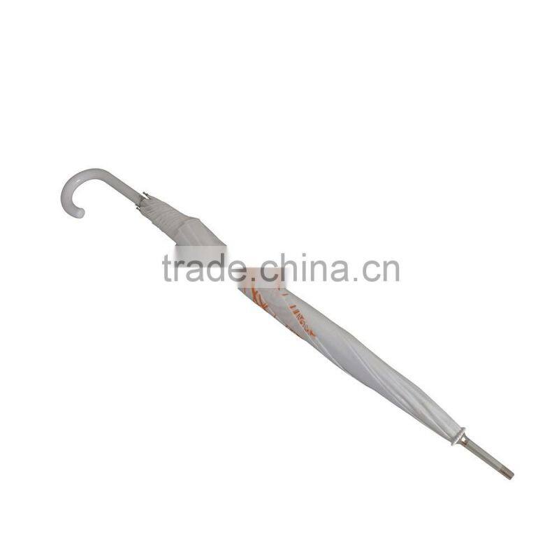 White plain aluminum material custom printing long umbrella