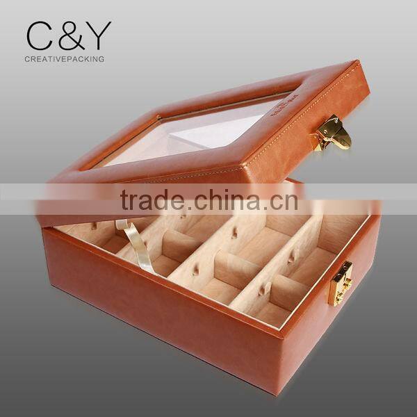 Hot Sale Brown PU Leather Spectacle Storage Case