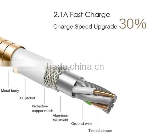 Newest spring metal mobile phone usb charger data cable for iphone