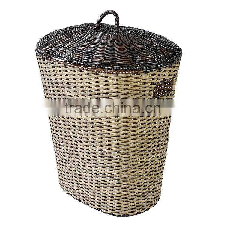 S.D OEM & ODM manufacturer pily rattan colored plastic laundry baskets