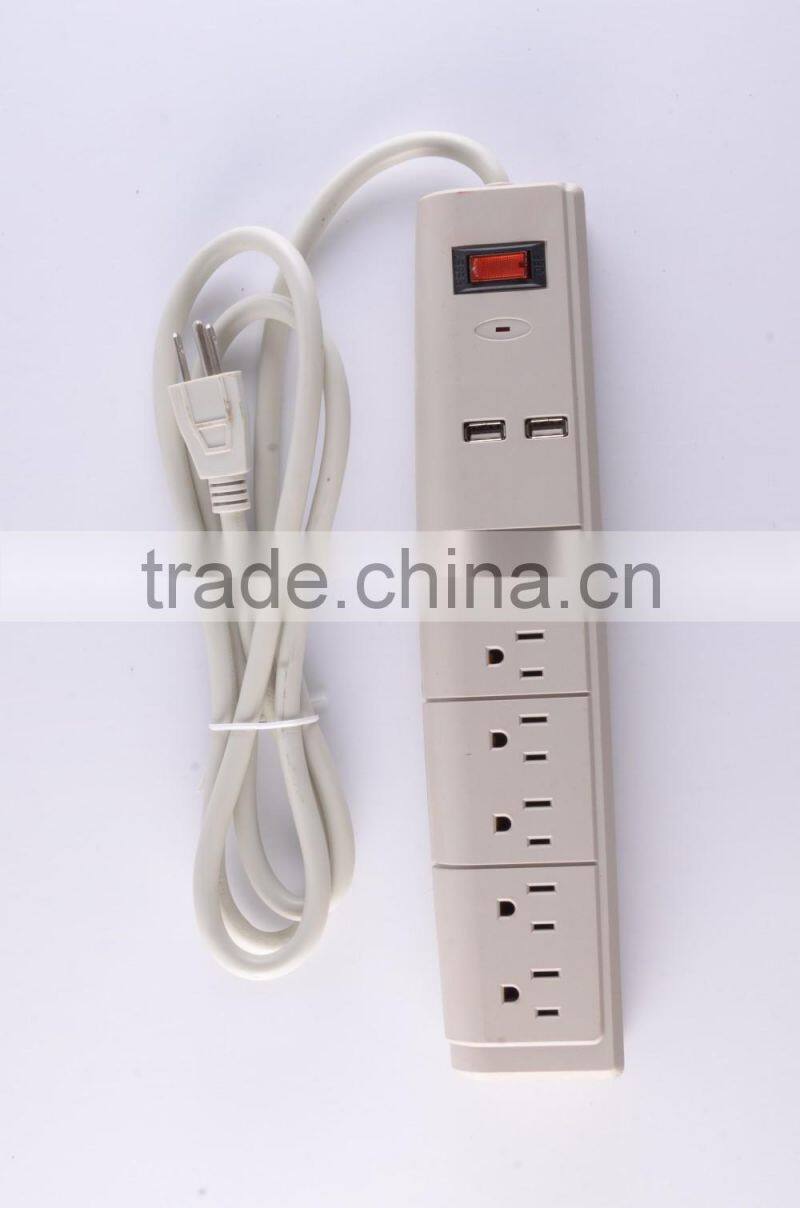 H30147 ETL/CETL Surge Protector 6 Outlet Power Strip with 2 USB Charging Ports Heavy Duty 15 AMP