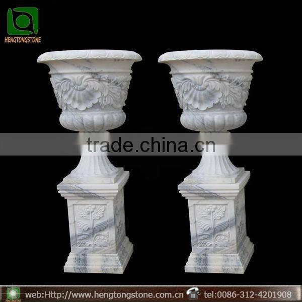 Outdoor Decoration Marble Stone Flowerpot
