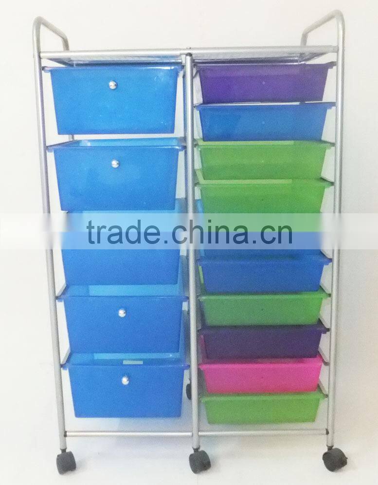 3 tier colorful plastic drawer trolley