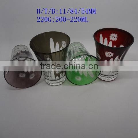 200ml blue colored series hand cut hotel banquet wine glass