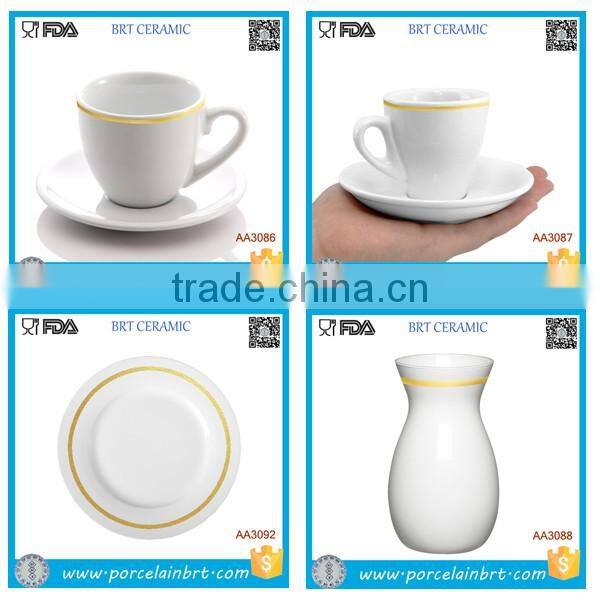 Elegant Glazed Ceramic Gold Rim Espresso Coffee Cup