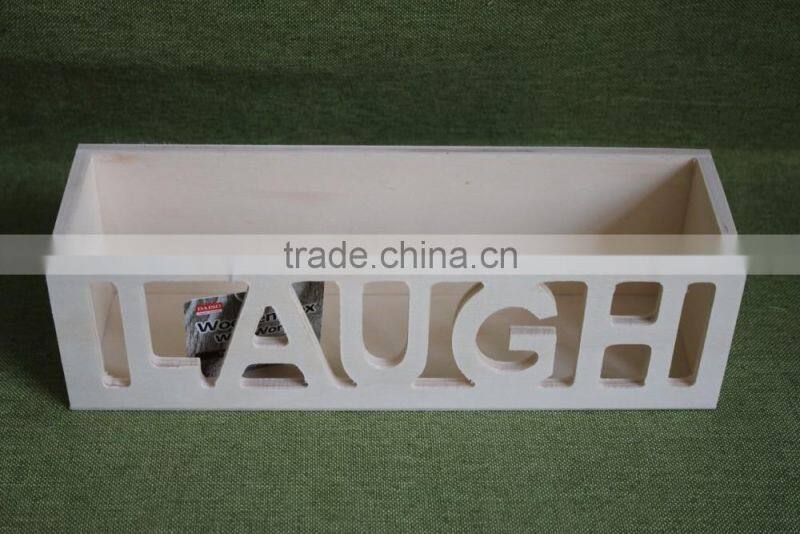Cheapest customized small plywood decorative storage box with laser letter