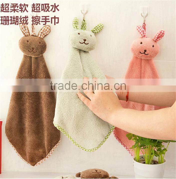 N105 Little girls cute rabbit jacquard small square towel for wholesale Yiwu factory