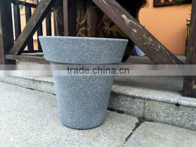 Tall sand painted plastic flower pot decorative plastic flower pot