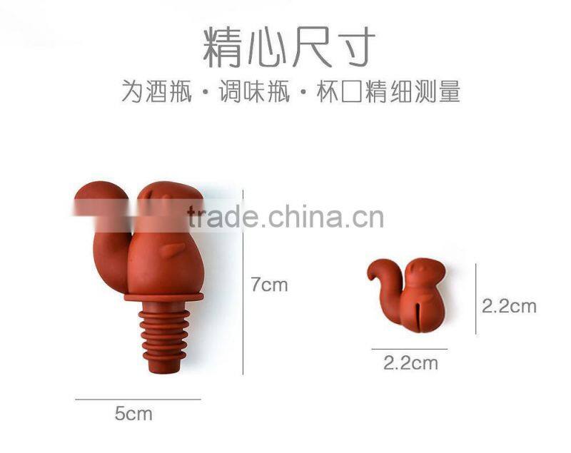 Cute Cartoon Shape Squirrel Party Wine Plug Set, Colorful Squirrel Bottle Stopper