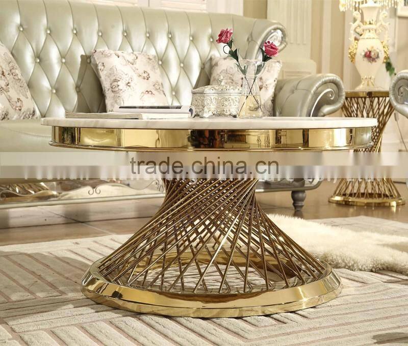 new model rose golden round coffee table tea table
