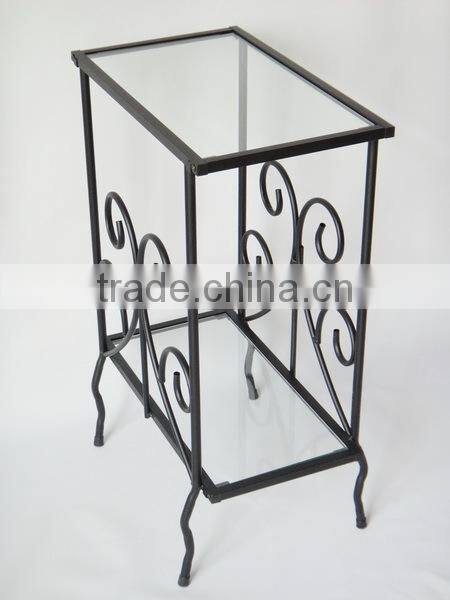 Decorative Living room Scrolled metal and coffee Glass Table