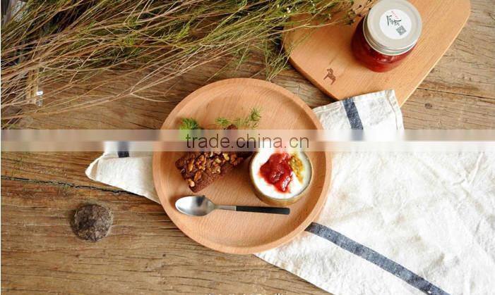 Food Serving Non-slip Round Shape Wooden Tray