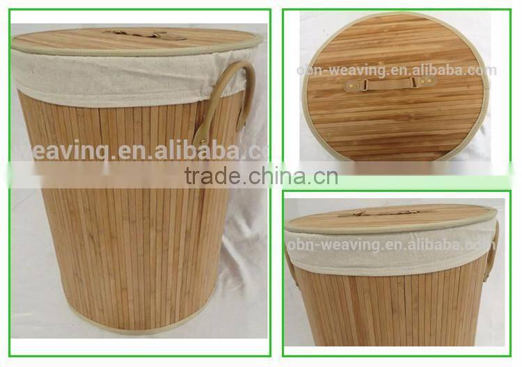 Large bamboo folding dirty cloth laundry basket