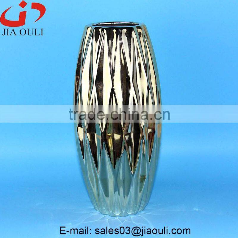 High Quality home decor silver plate ceramic vase, plating vase