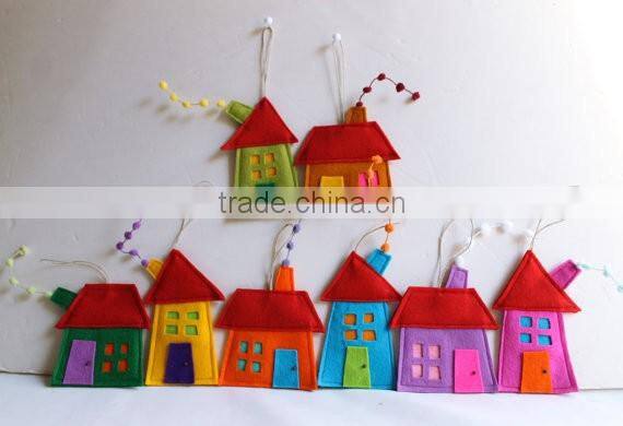 House ornaments Decoration Set of eight Felt House for wall hanging