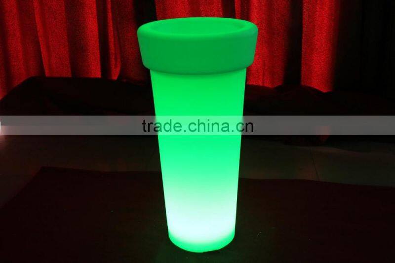 Plastic white PE illuminated outdoor furniture, illuminated led flower pot, glowing led ice bucket