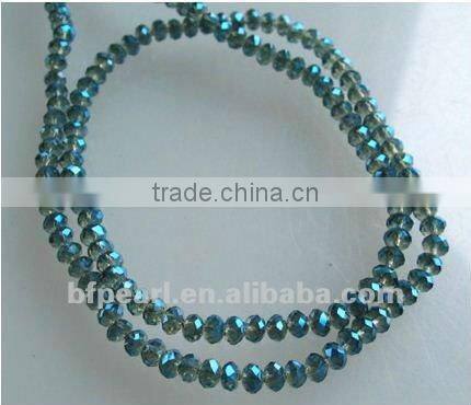 wholesale 16" 8mm silver teal faceted rondelle Chinese crystal beads