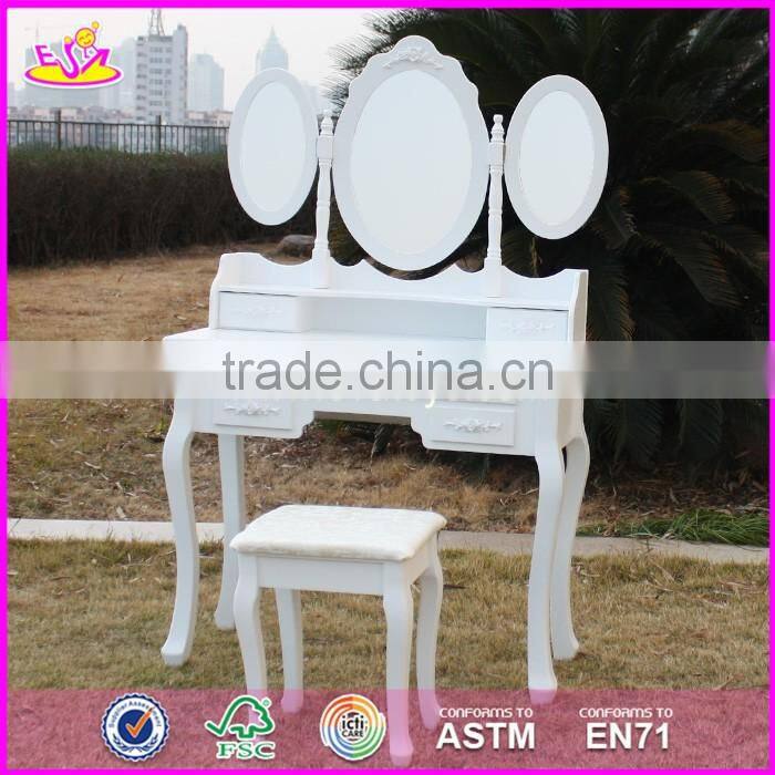 2017 New design youth white folding wooden dressing table W08H076