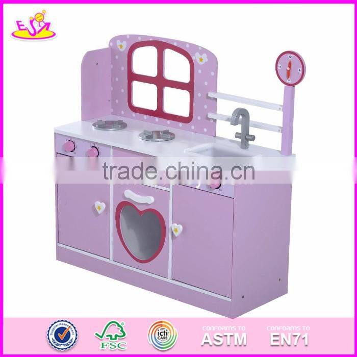 2017 New products children cooking set wooden pink play kitchen W10C263