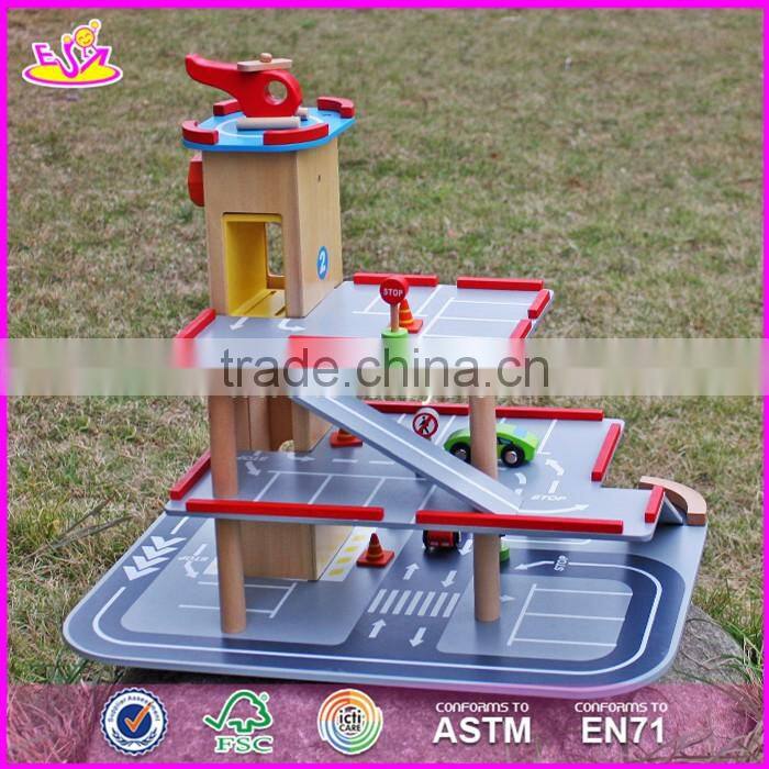 2017 new products children parking toy small wooden toy garage W04B047