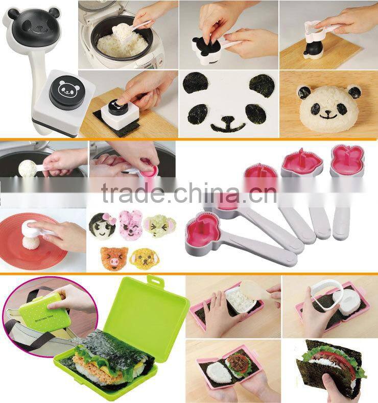 Various types of unique onigiri rice ball mold and yaki sushi nori cutter