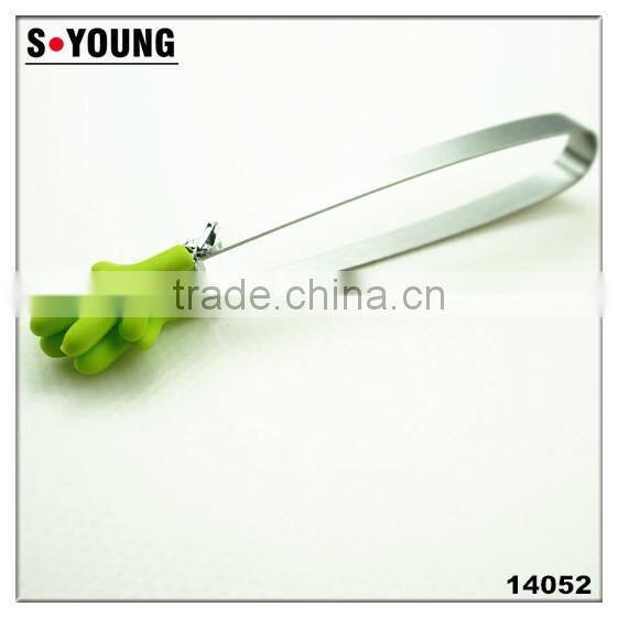 14045 5 inch mini Kitchen Food Tongs Silicone Stainless Steel ice Tongs