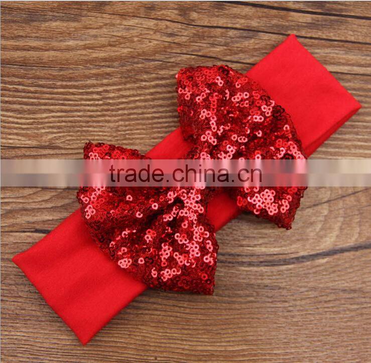 Sequin Bow Stripe Cotton knot headband baby headband wholesale