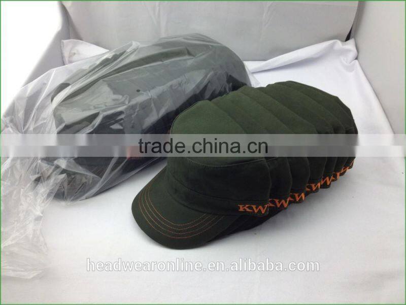Customize fashion army green Military Caps and flat caps with Dongguan Factory