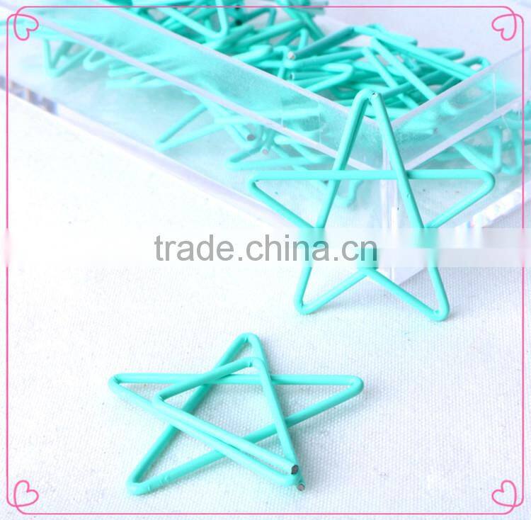 Creative ligh blue color star shape paper clip in transparent box 12pcs/box
