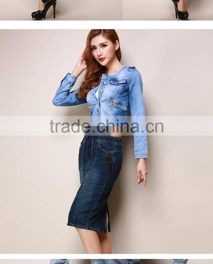 2016 Fashion wholesale long denim skirts, sexy midi pencil skirt jeans for women