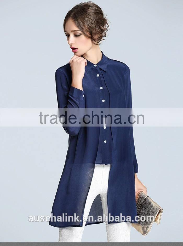new arrival navy fashion ladies long shirt designs customized
