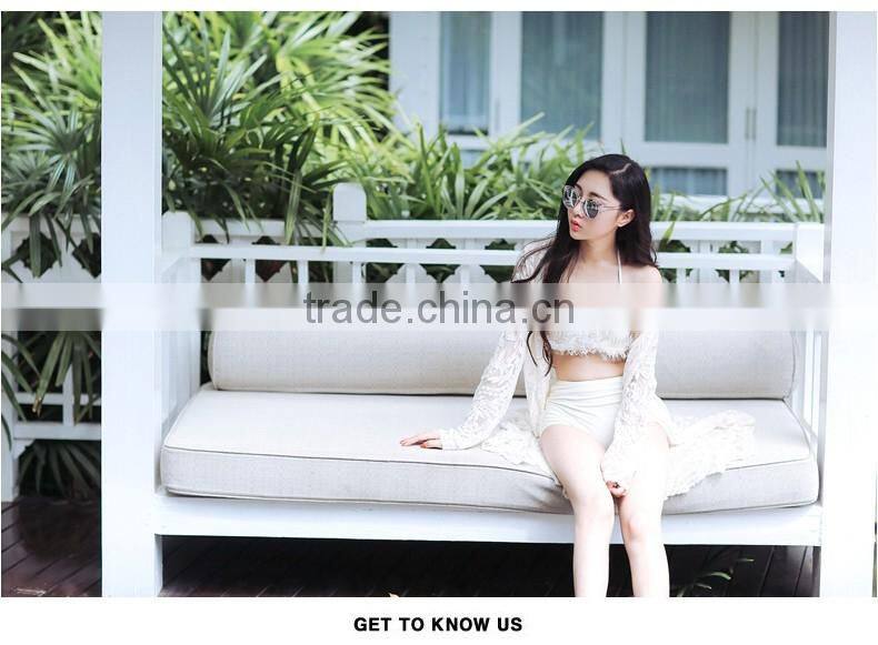 China Distributors Latest design solid sexy mesh swimwear white