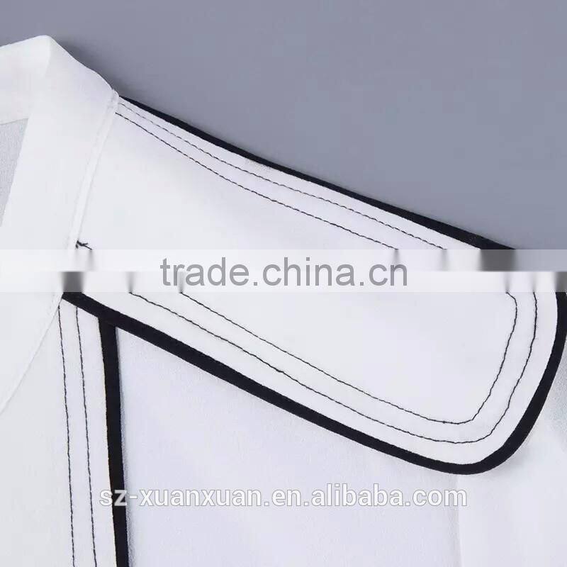 Hot selling plain white cotton long sleeve o-neck ladies officeware shirt